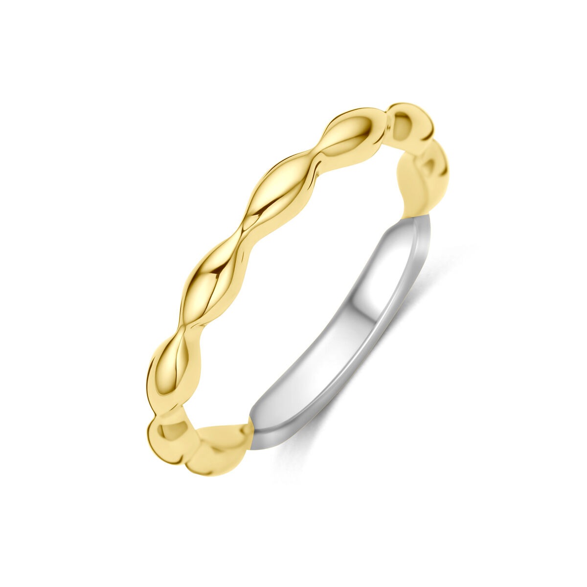 Ring aus 925er Silber mit vergoldeter und rhodinierter Oberfläche, 2,5 mm breit, gewundenes Design
