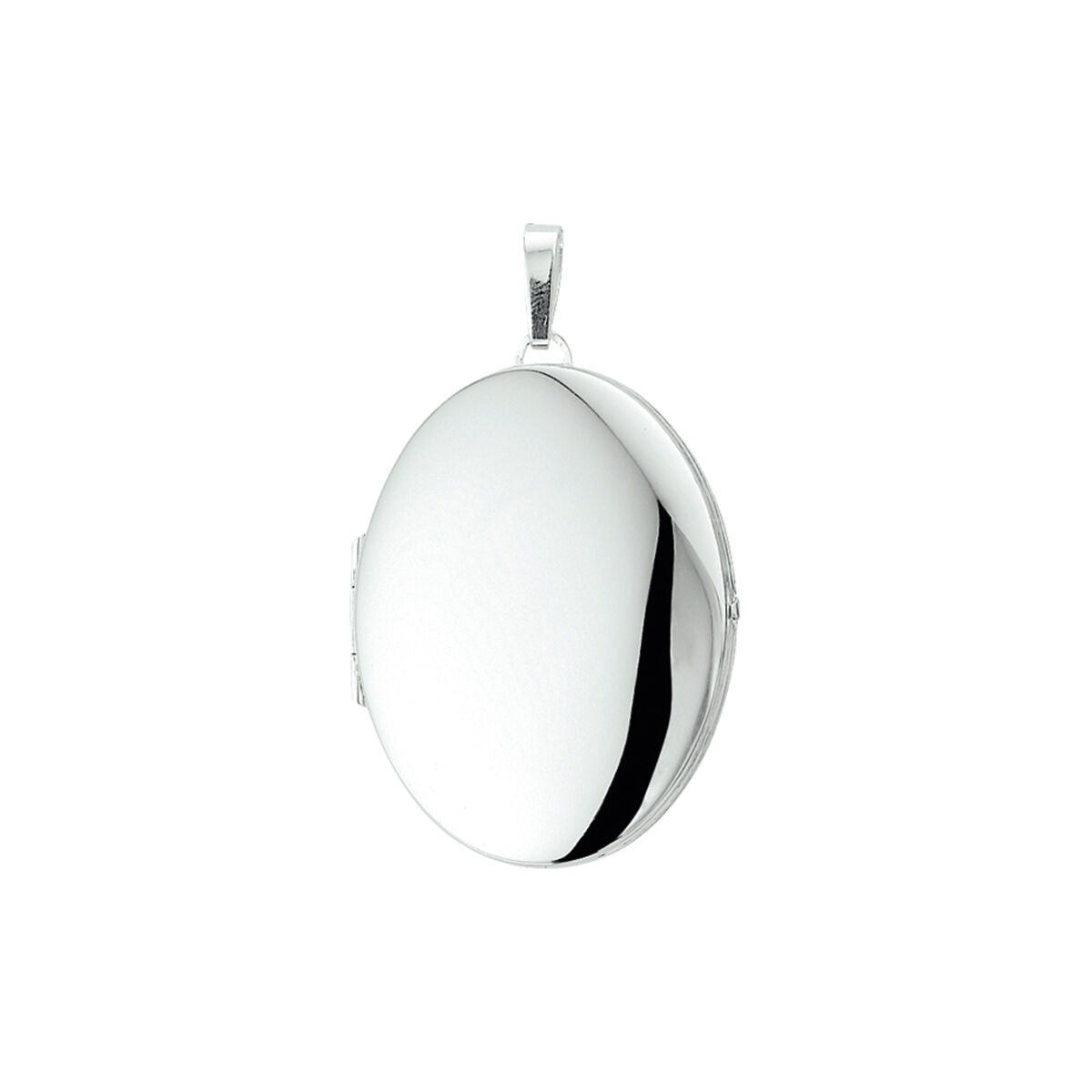 Ovales Medaillon aus Silber mit glänzender Oberfläche und schlichter Form