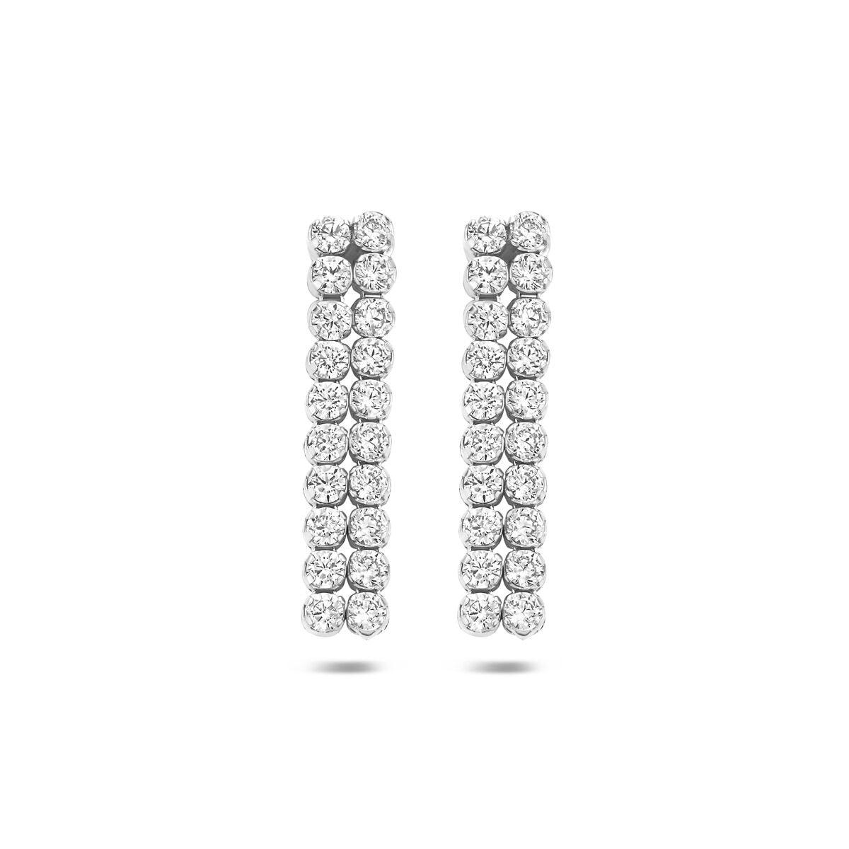 Gerhodinierte 925 Silberne Ohrringe mit Zirkonia, 24 x 5 mm, in vertikaler Anordnung