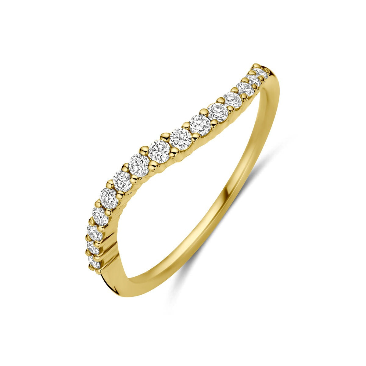 Allianzring aus 14k Gelbgold mit 0,21 ct Diamanten in geschwungener Form
