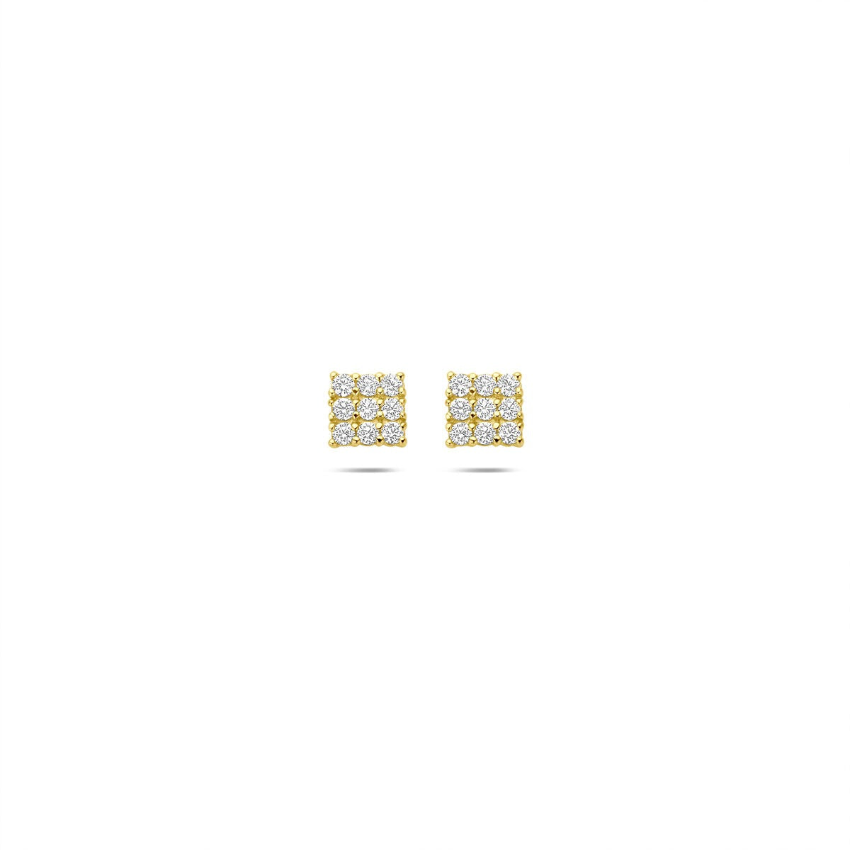 Ohrringe aus 14 Karat Gold mit Pavé-Zirkonia in quadratischer Form