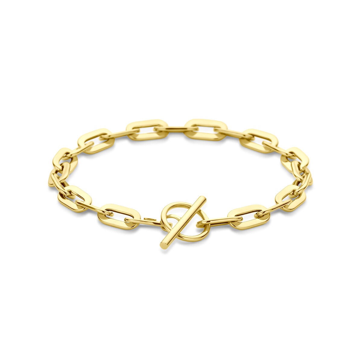 Goldenes Damenarmband aus 14k mit Ankerkettengliedern und einem Kapittelslot, 5,5 mm breit, 19 cm lang