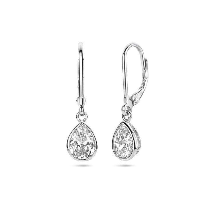 Gerhodineerd 925 zilveren oorhangers met zirkonia