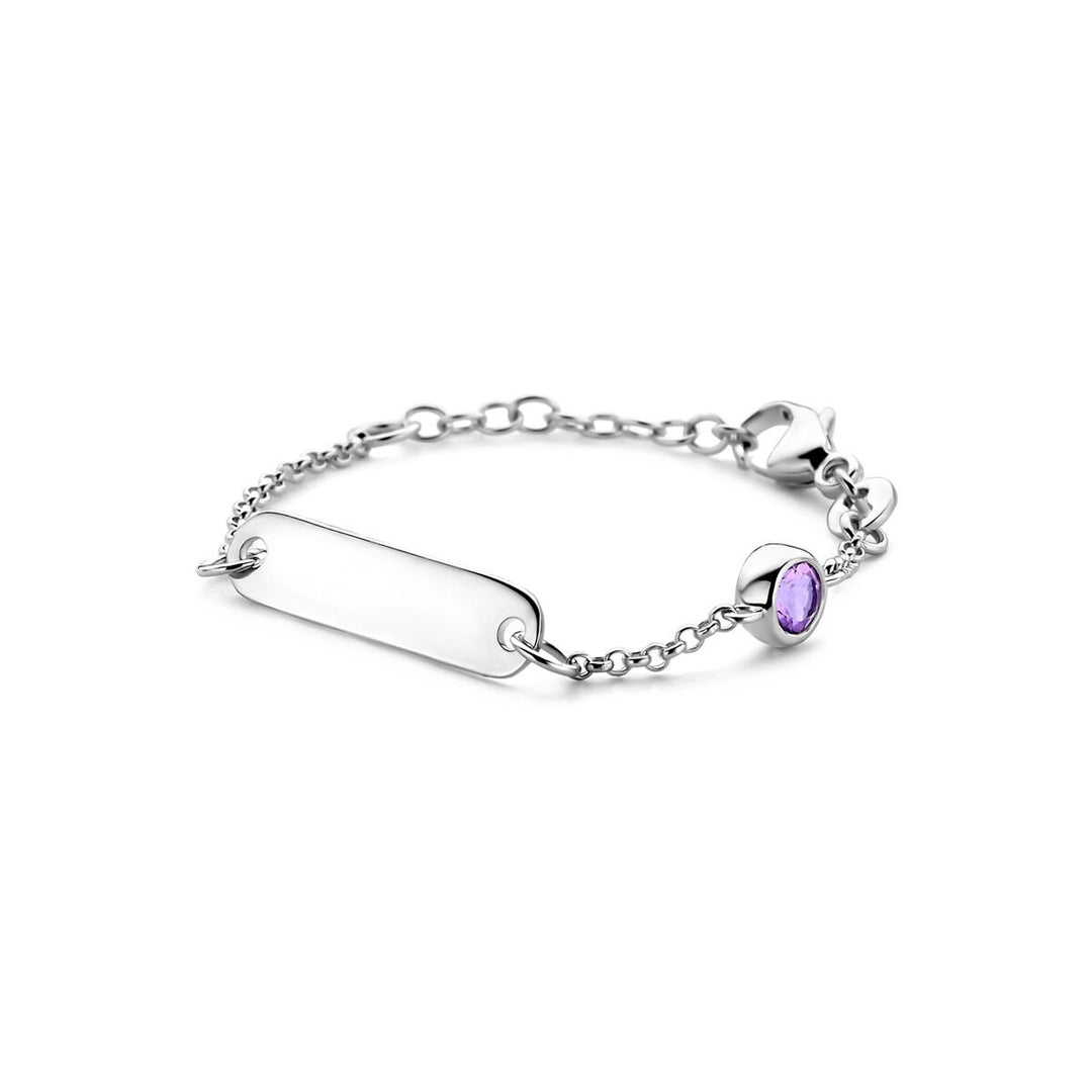 Gerhodineerde 925 zilveren kinder graveerarmband met amethist