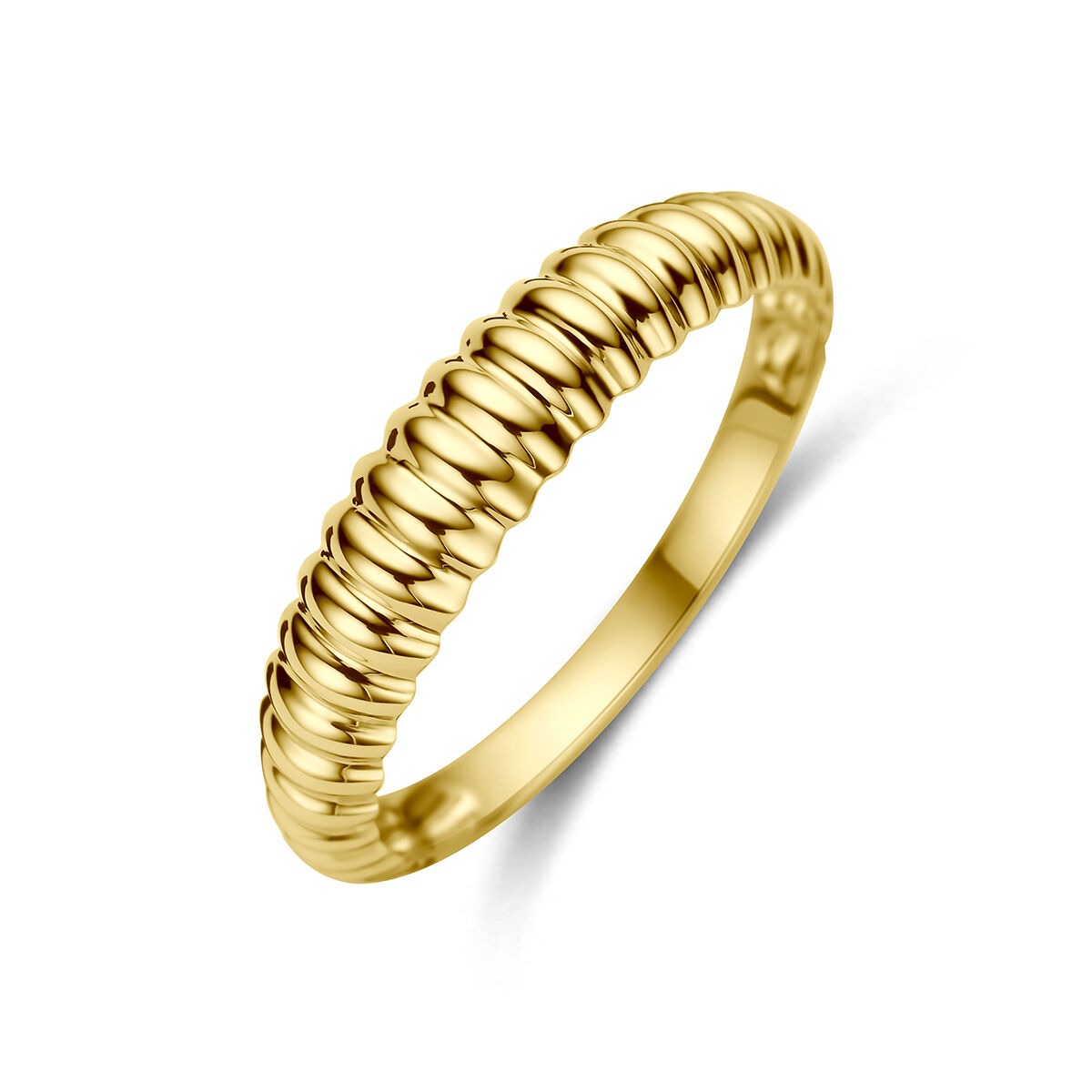 Ring aus 9 Karat Gelbgold mit gewelltem Design und 4,5 mm Breite