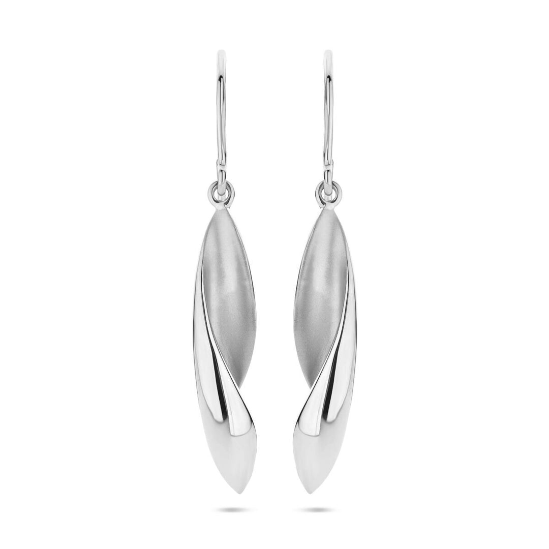 Zilveren oorhangers met Franse haak – gerhodineerd 925 zilver, poli/mat, 45 mm