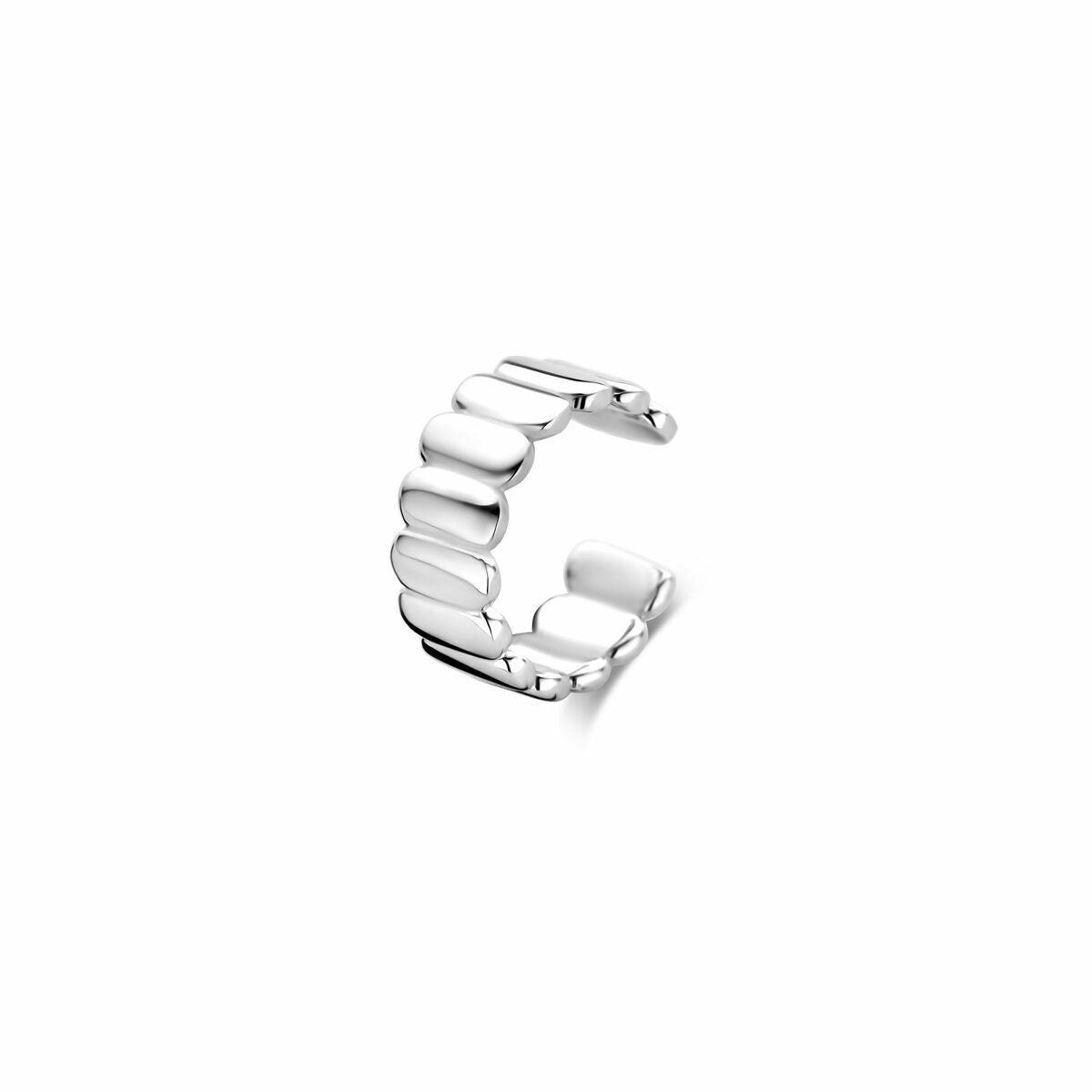 Gerhodinierter silberner Earcuff mit einer Größe von 11,5 x 4,5 mm in glänzender Oberfläche