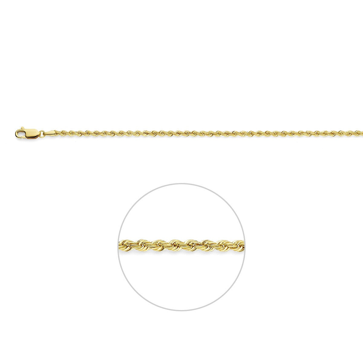 14k golden Fußkette mit Kordelglieder und Karabinerverschluss