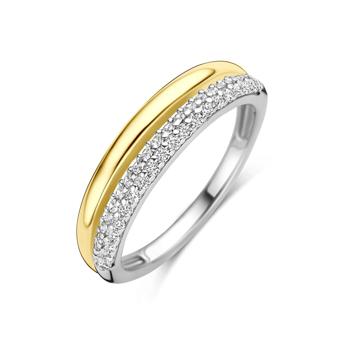 Ring aus vergoldetem und rhodiniertem Silber mit Zirkonia-Steinen