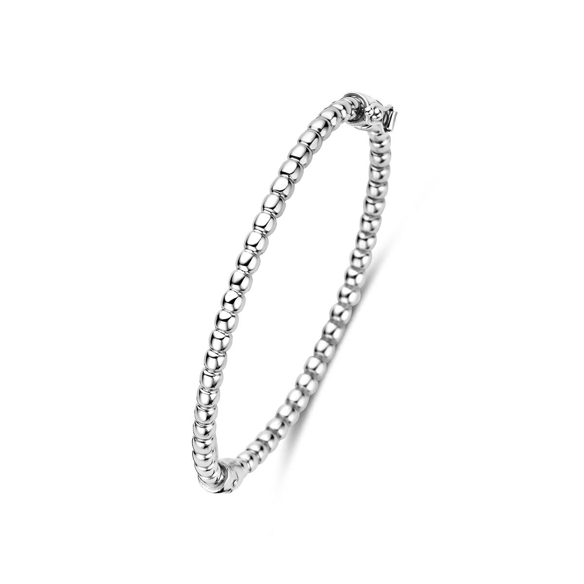 Bangle aus rhodiniertem 925 Silber mit kleinen Kugeln und feiner Struktur