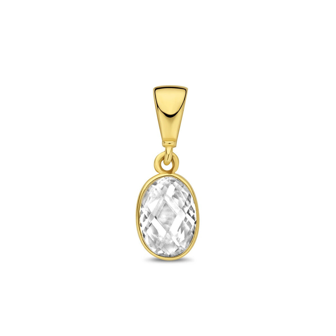 9k Geelgouden hanger met ovale zirkonia