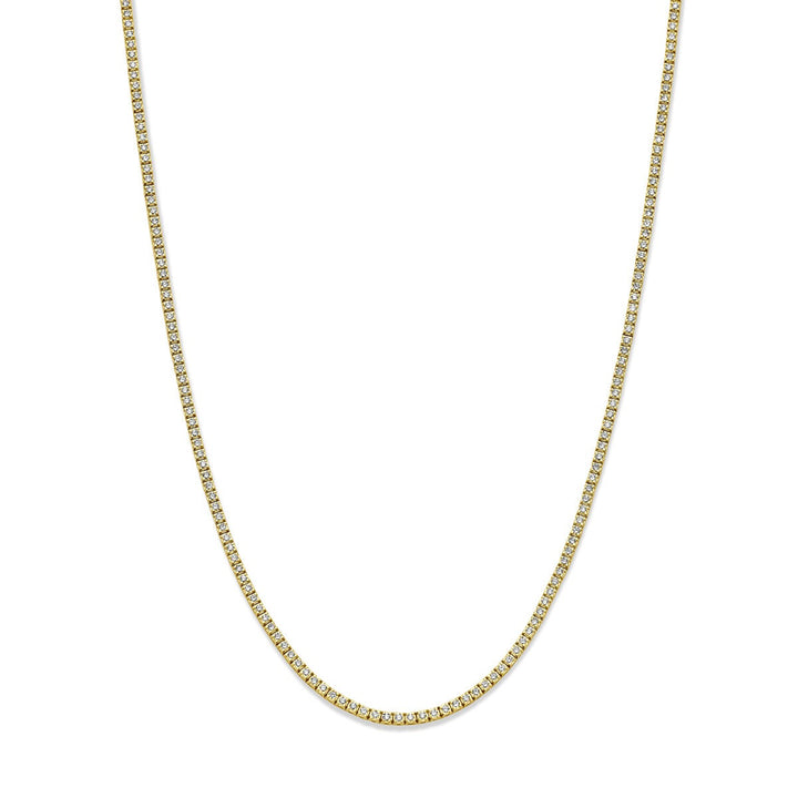 Tennis-Halskette, Lab-grown-Diamant, 5,00 ct g, Si 2,5 mm, 42 cm, 14 K Gelbgold