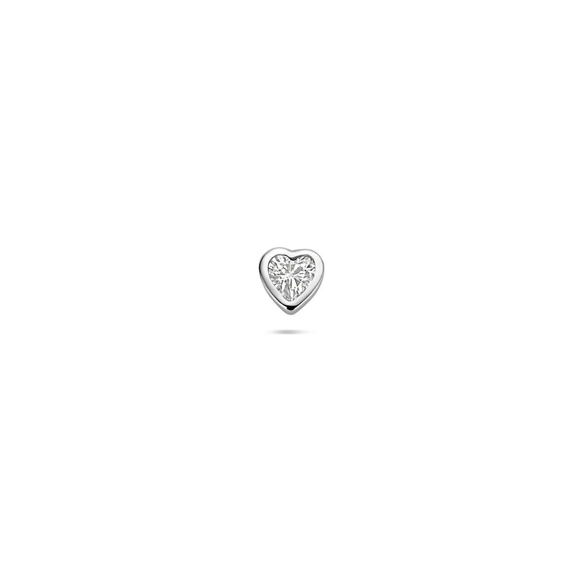 Zierlicher, gerhodinierter 925er Silberpiercing in Herzform mit Zirkonia