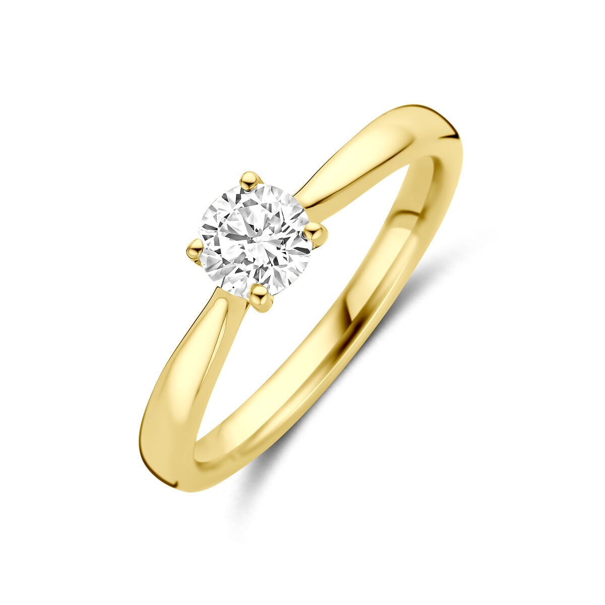 Ring aus 14k Gelbgold mit 0,50 ct lab-grown Diamant im runden Brillantschliff