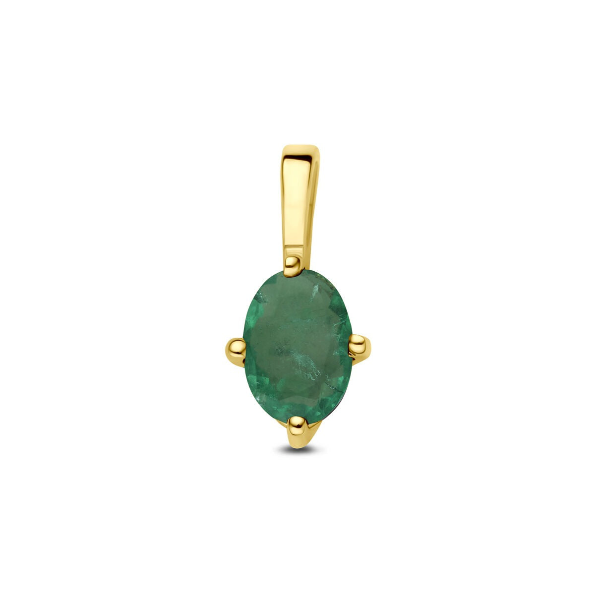Ovaler Anhänger aus 14k Gelbgold mit grünem Smaragd