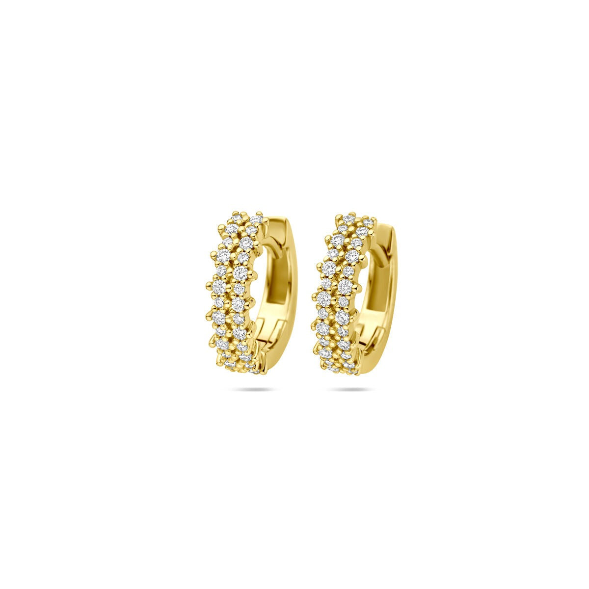 14k gelbgoldene Klapohringe mit 0,27 ct Diamanten, 12,5 x 4 mm, mit funkelnden Steinen