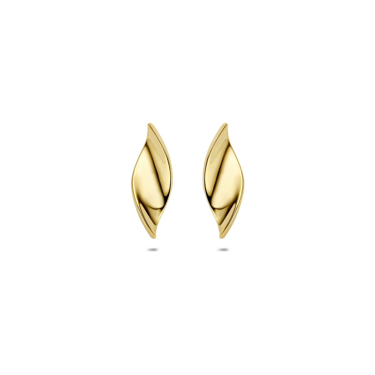 9k Ohrstecker aus gelbem Gold in geschwungener Form mit glänzender Oberfläche