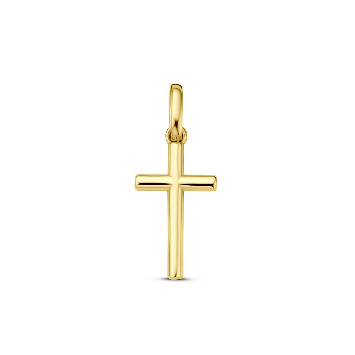 Kreuzanhänger aus 9 Karat Gelbgold mit schlichten, glatten Oberflächen und einem klassischen Design