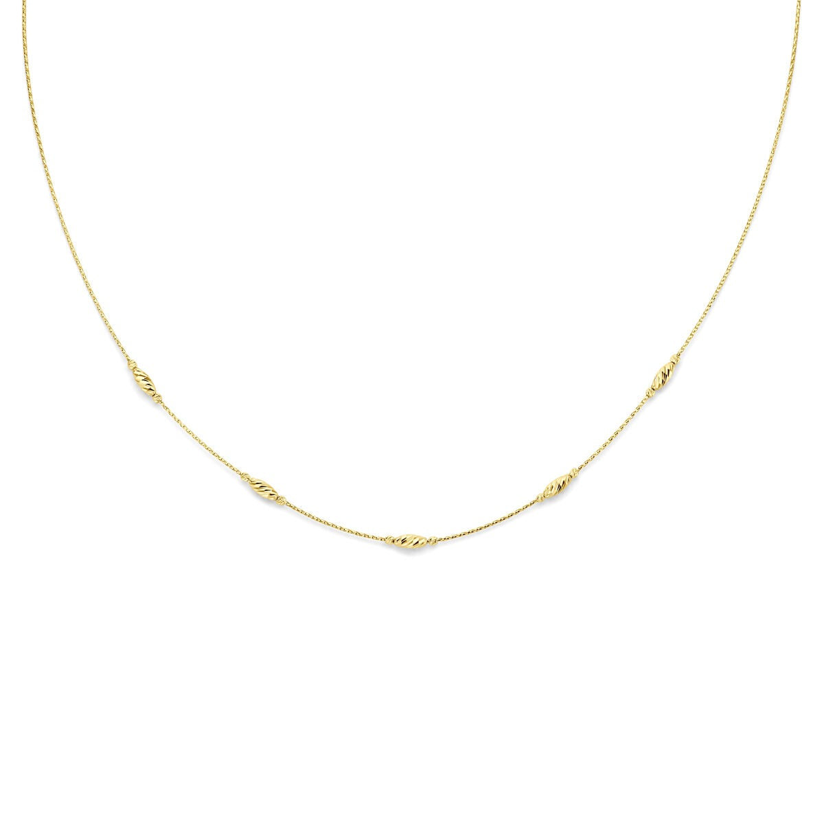 Goldenes Collier aus 14 Karat Gold mit feinen, gleichmäßig verteilten Details