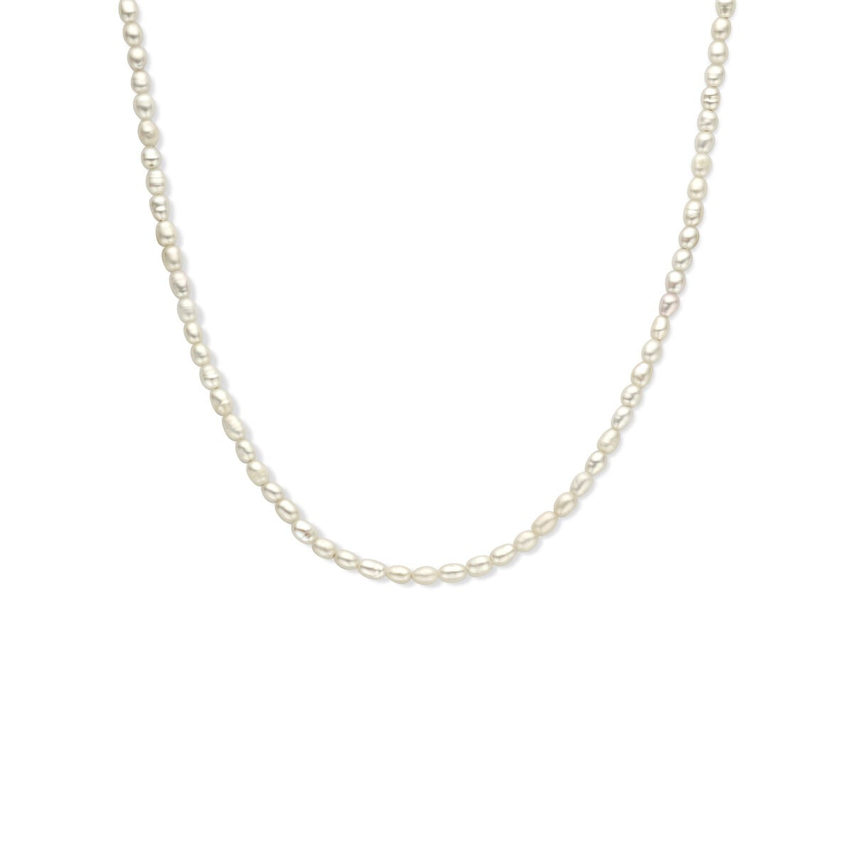 Gerhodineertes Collier aus Silber mit Süßwasserperlen in einer schlichten, eleganten Anordnung