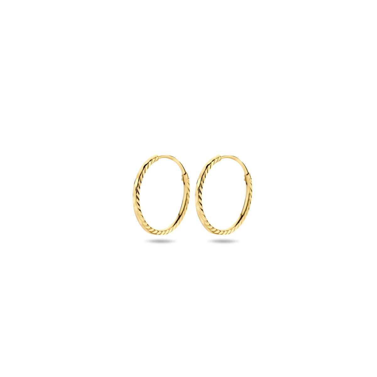 14k gelbgoldene Creolen mit diamantierter Oberfläche