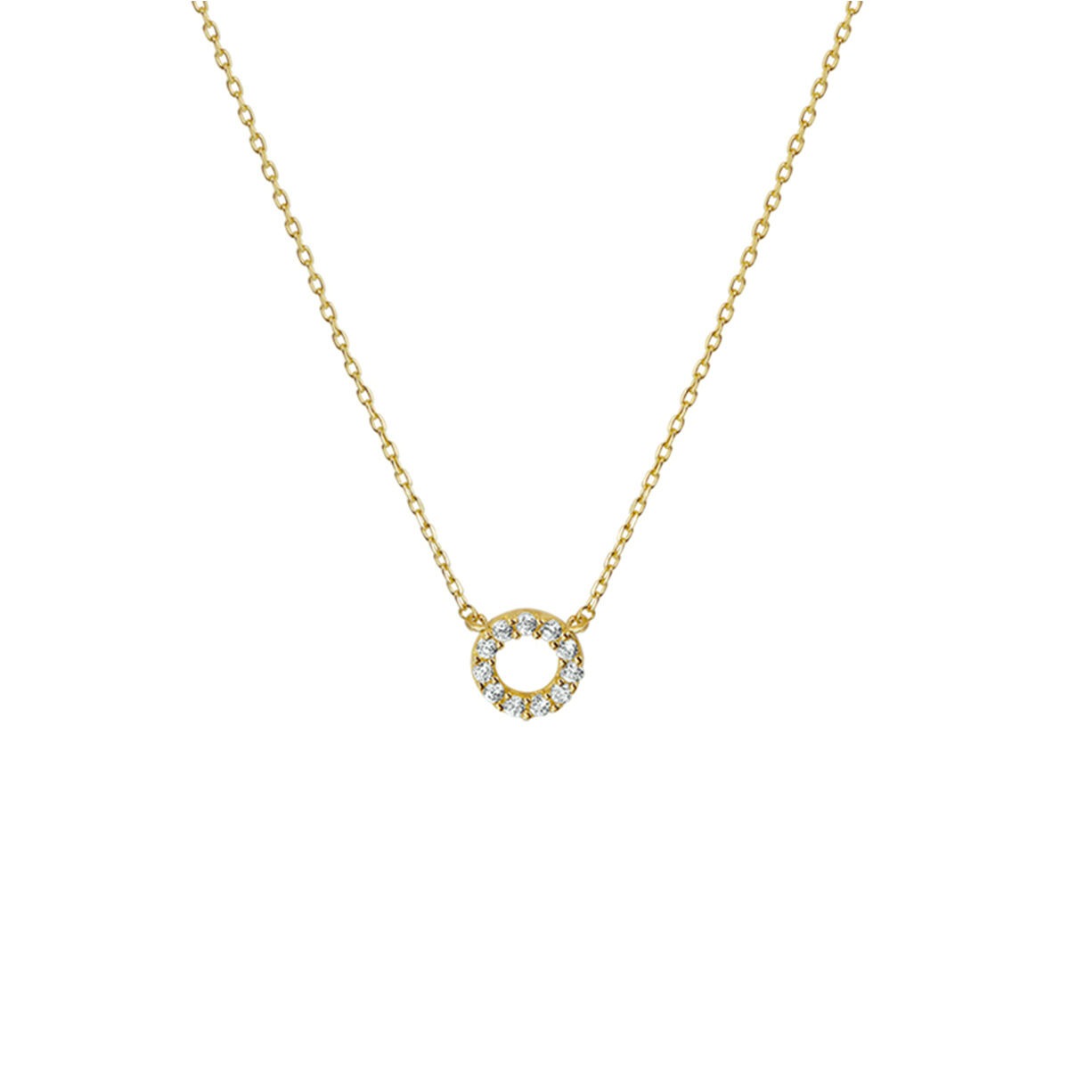 Collier aus 9k Gelbgold mit Zirkonia-Anhänger in runder Form