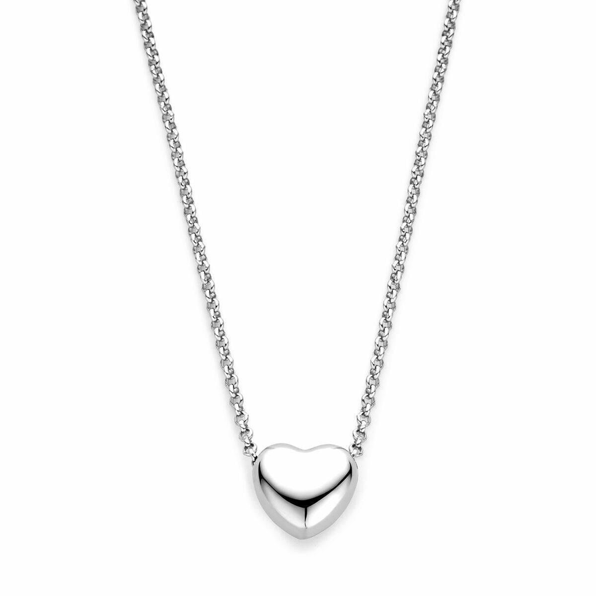 Halskette aus rhodiniertem Silber mit herzförmigem Anhänger, Länge 40-45 cm