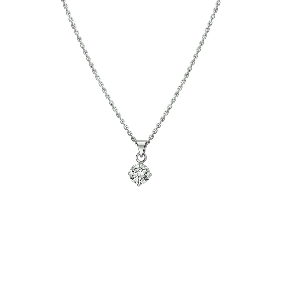 Silbernes Collier aus rhodiniertem 925 Silber mit Zirkonia-Anhänger in Herzform