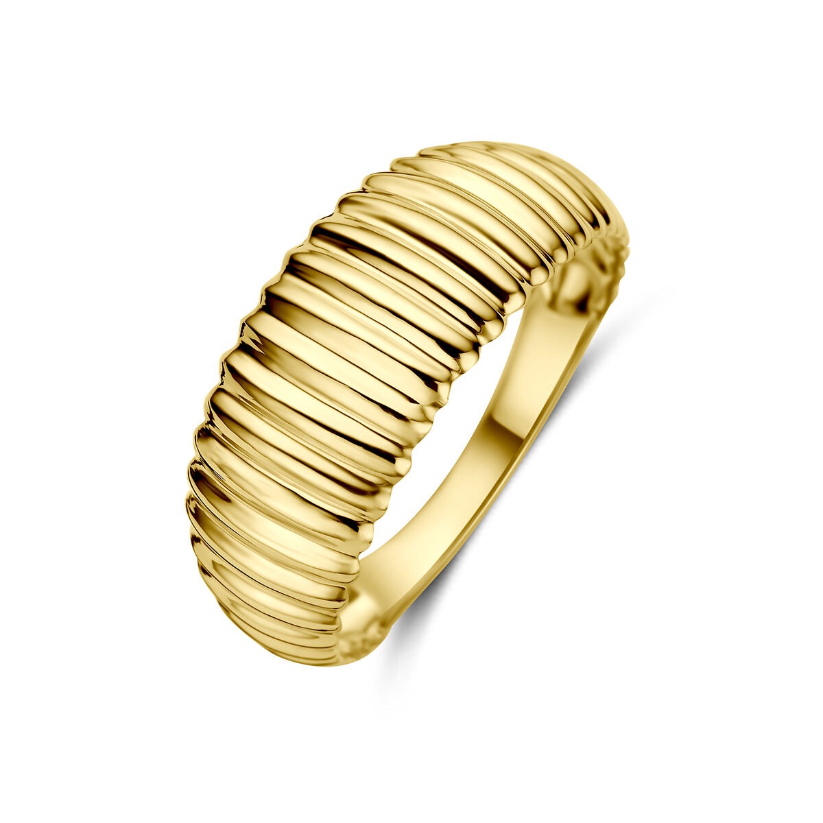 Ring aus 14 Karat Gelbgold mit geriffelter Oberfläche und 8 mm Breite