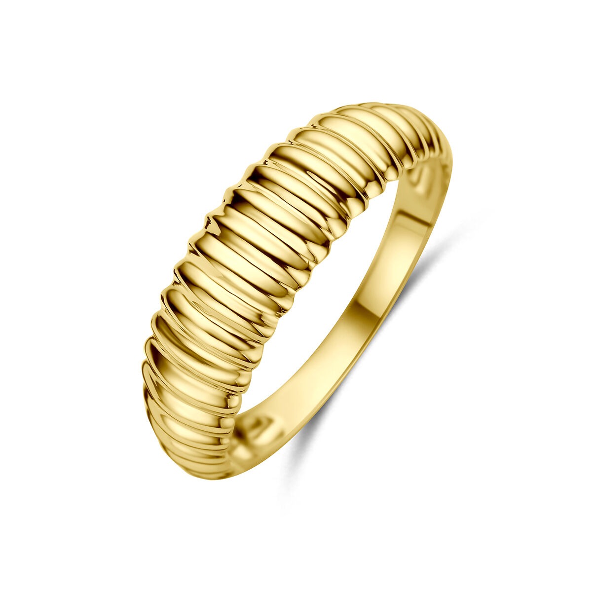 Ring aus 14k Gelbgold mit gewelltem Design und 6 mm Breite