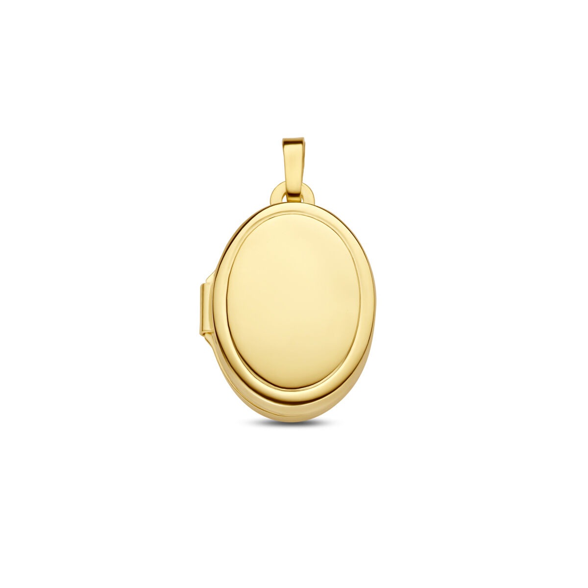 Ovales Medaillon aus 9 Karat Gelbgold mit glatter Oberfläche und Scharnierverschluss