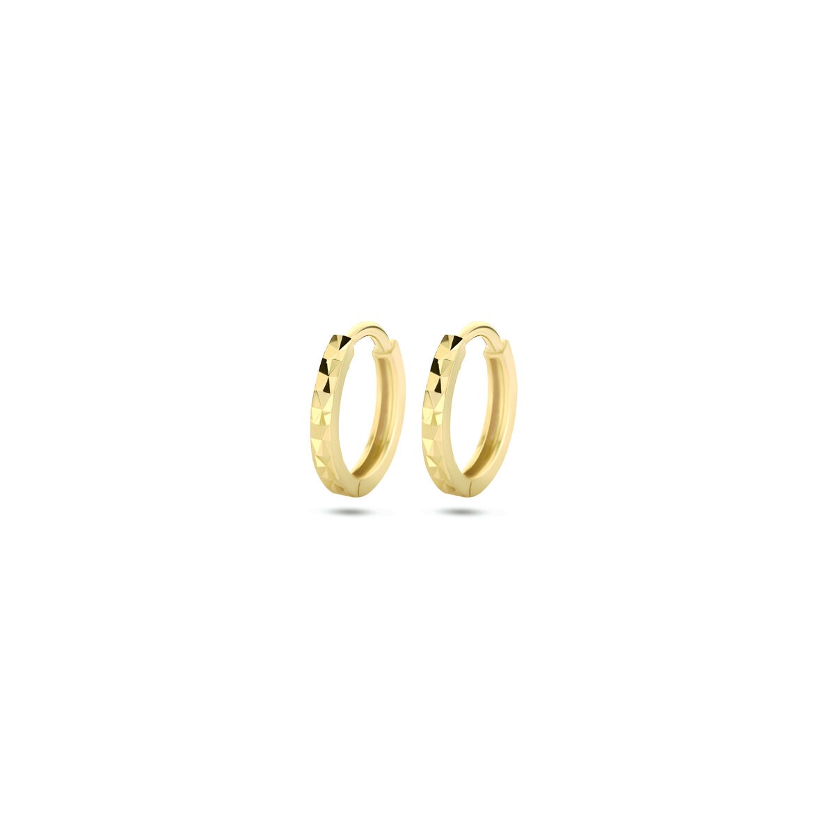 9-karätige Gelbgold Klapp-Ohrringe mit 10,3 mm Durchmesser und strukturiertem Design