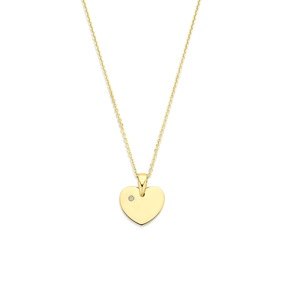 Kette aus 14-karätigem Gelbgold mit herzförmigem Anhänger und lab-grown Diamant