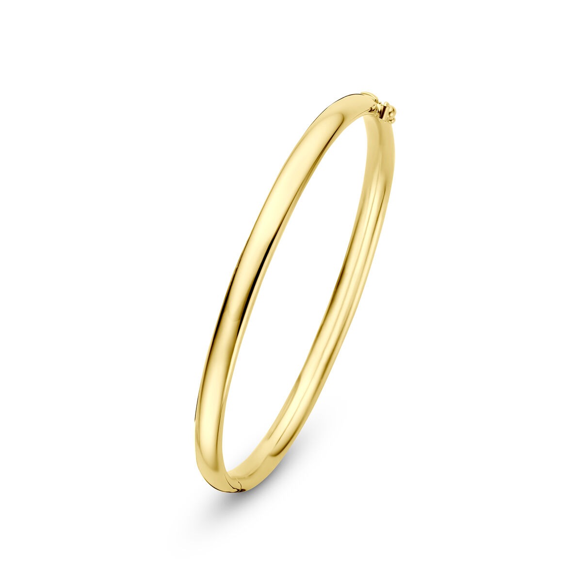 Bangle-Armband aus 9k Gelbgold mit ovalem Rohr und silbernem Kern