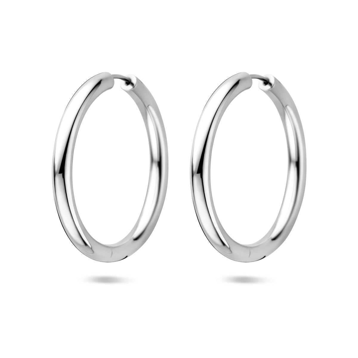 Gerhodineerte Klapp-Ohrringe aus 925 Silber mit einem Durchmesser von 39 mm