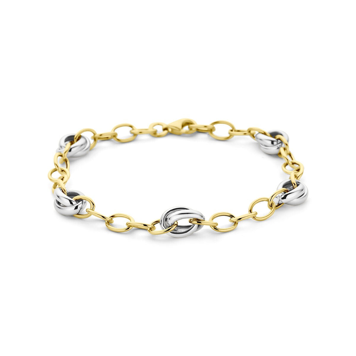 Bicolor Armband aus 14k Gold mit alternierenden goldenen und silbernen Gliedern