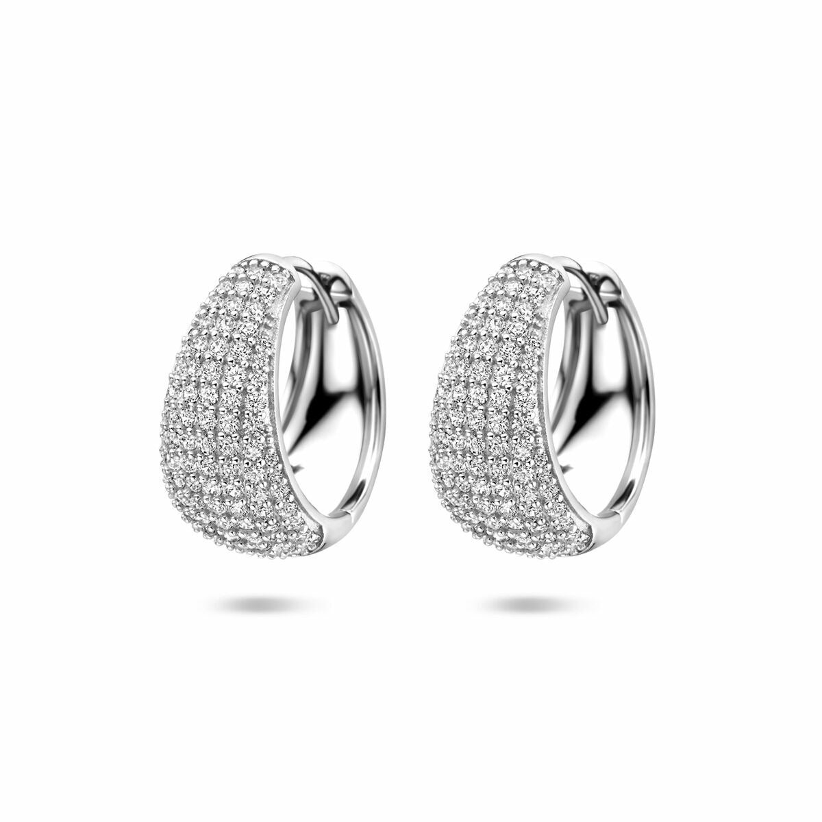 Silberne Creolen aus rhodiniertem 925 Silber mit Zirkonia, 18 mm groß