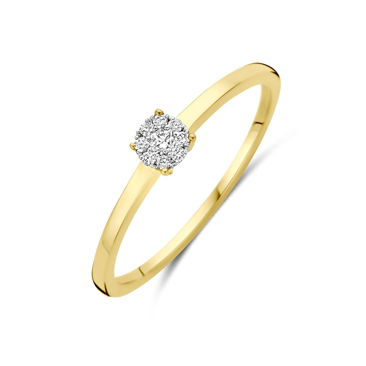 Bicolor Ring aus 14k Gold mit einem runden Diamanten von 0,06 ct