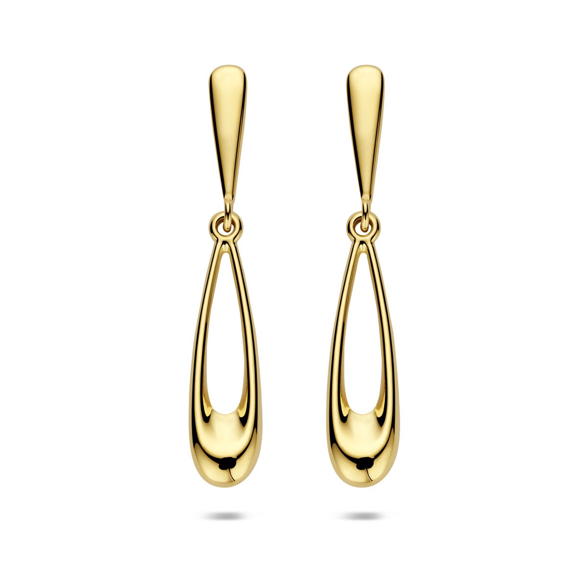 Ohrringe aus 14 Karat Gelbgold in tropfenförmigem Design mit glänzender Oberfläche
