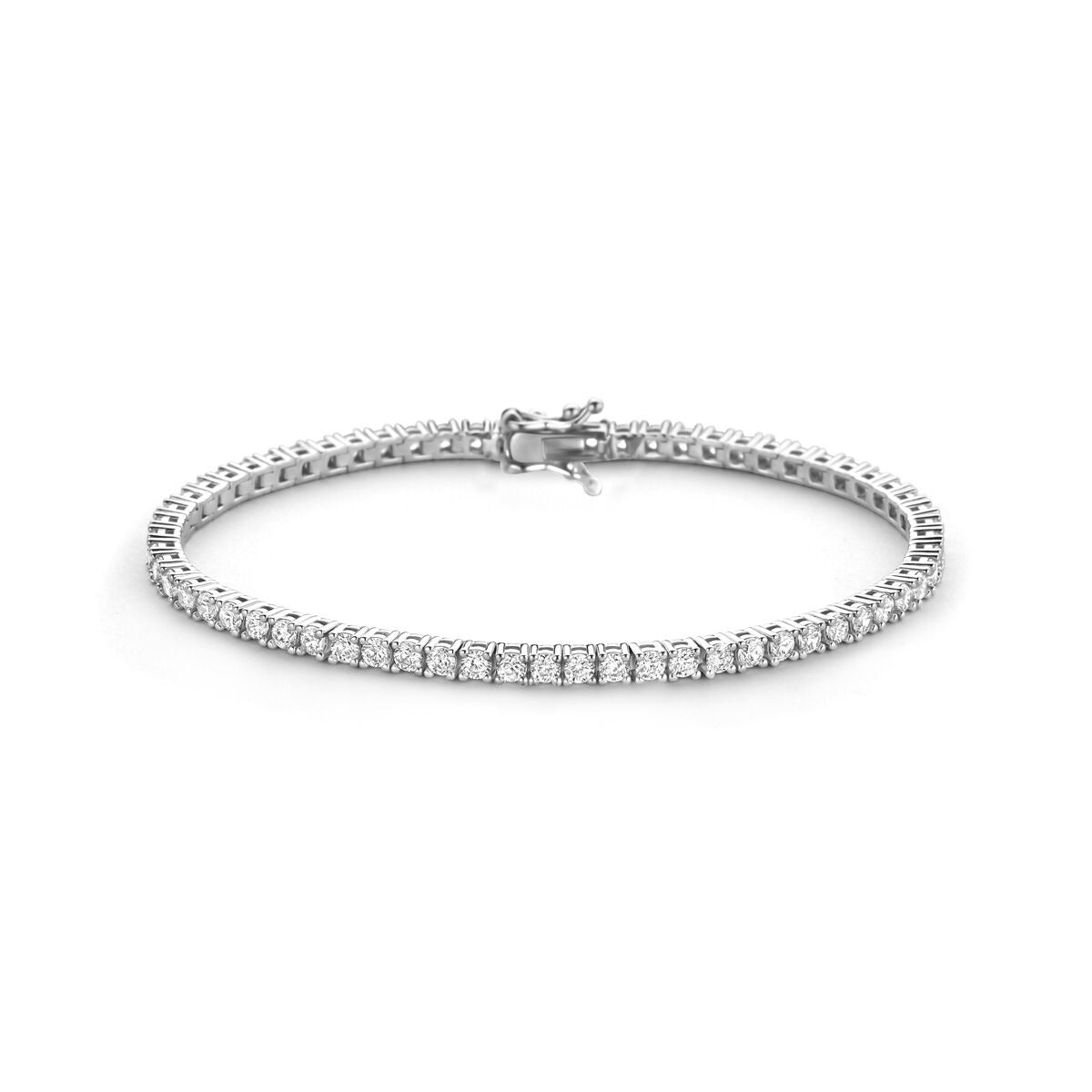 Silbernes Tennisarmband aus rhodiniertem 925 Silber mit Zirkonia, 3 mm breit