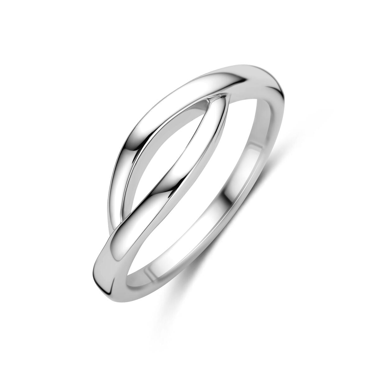 Ring aus rhodiniertem Silber mit 6 mm breitem, geschwungenem Design