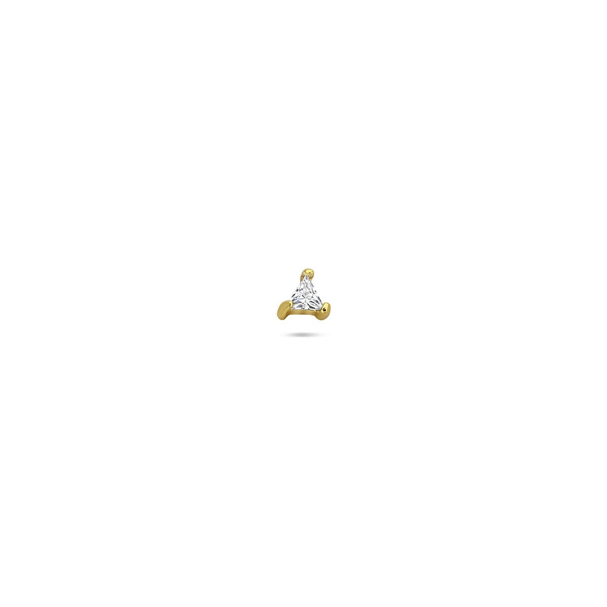 Vergoldetes 925 Silber Flat Back Piercing mit dreieckigem Zirkonia