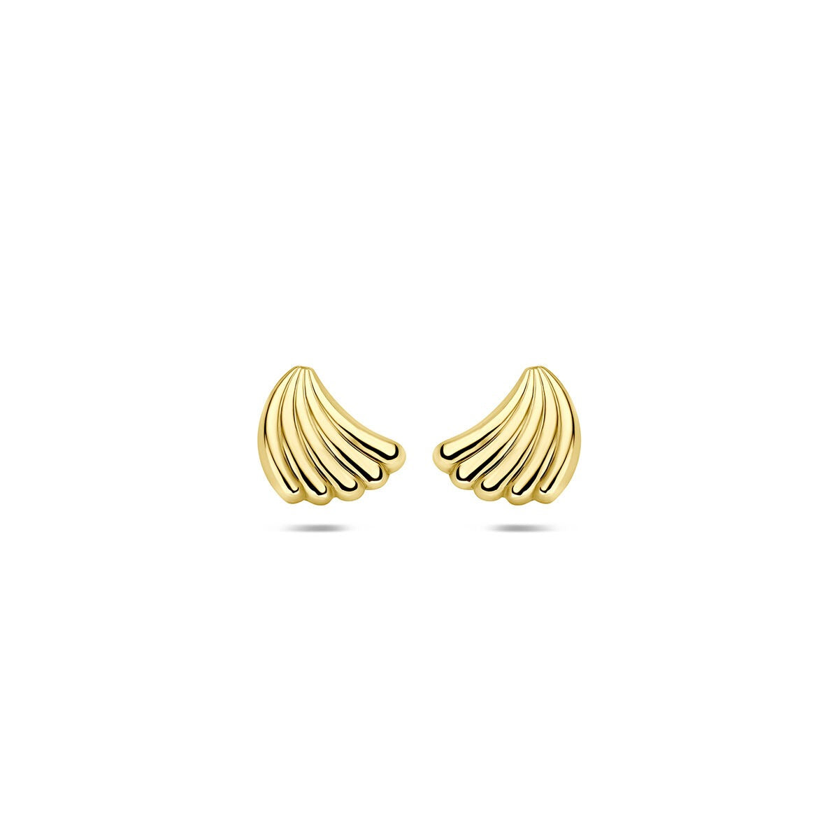 Ohrstecker aus 9 Karat Gelbgold in Muschelform mit gewellter Oberfläche, 7 x 6 mm