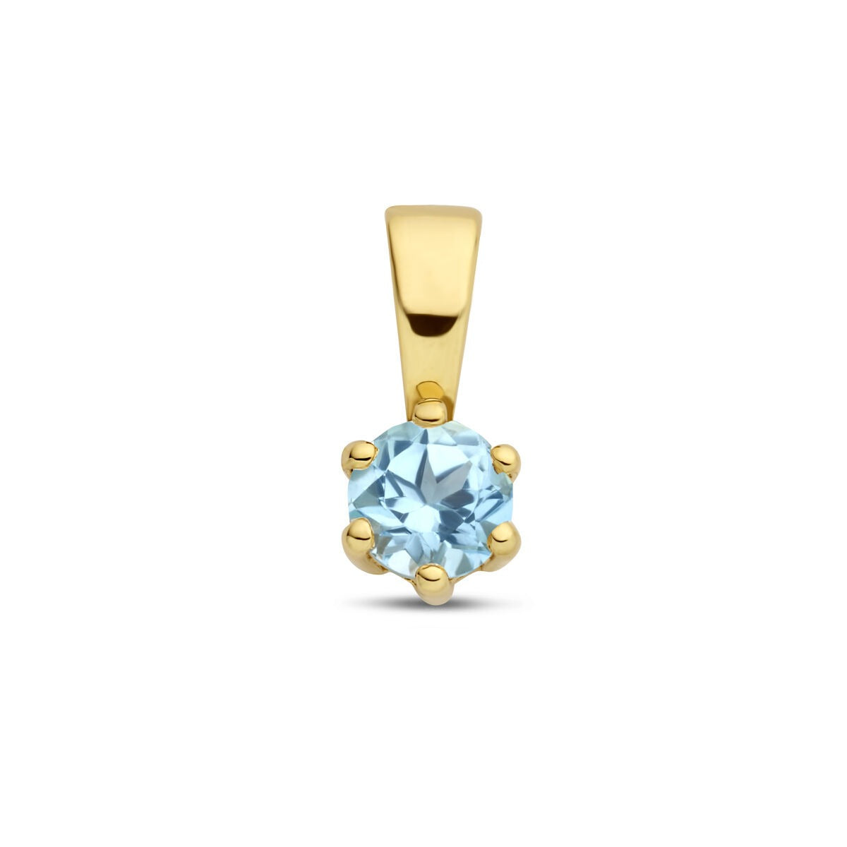 Hänger aus 9 Karat Gelbgold mit blauem Topas in runder Form