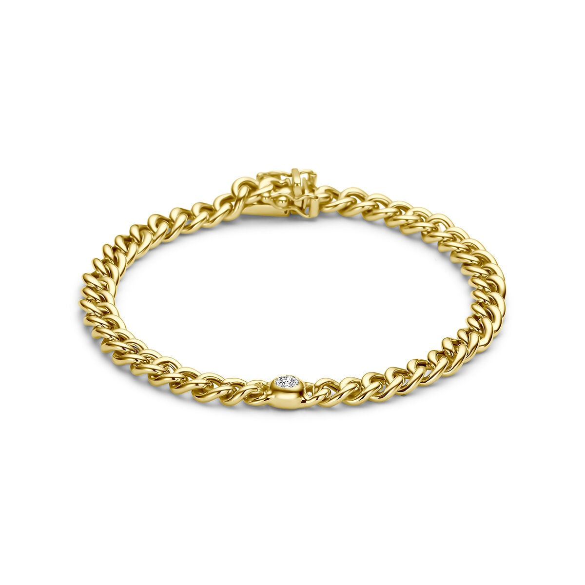 14k Geelgouden gourmet armband met diamant