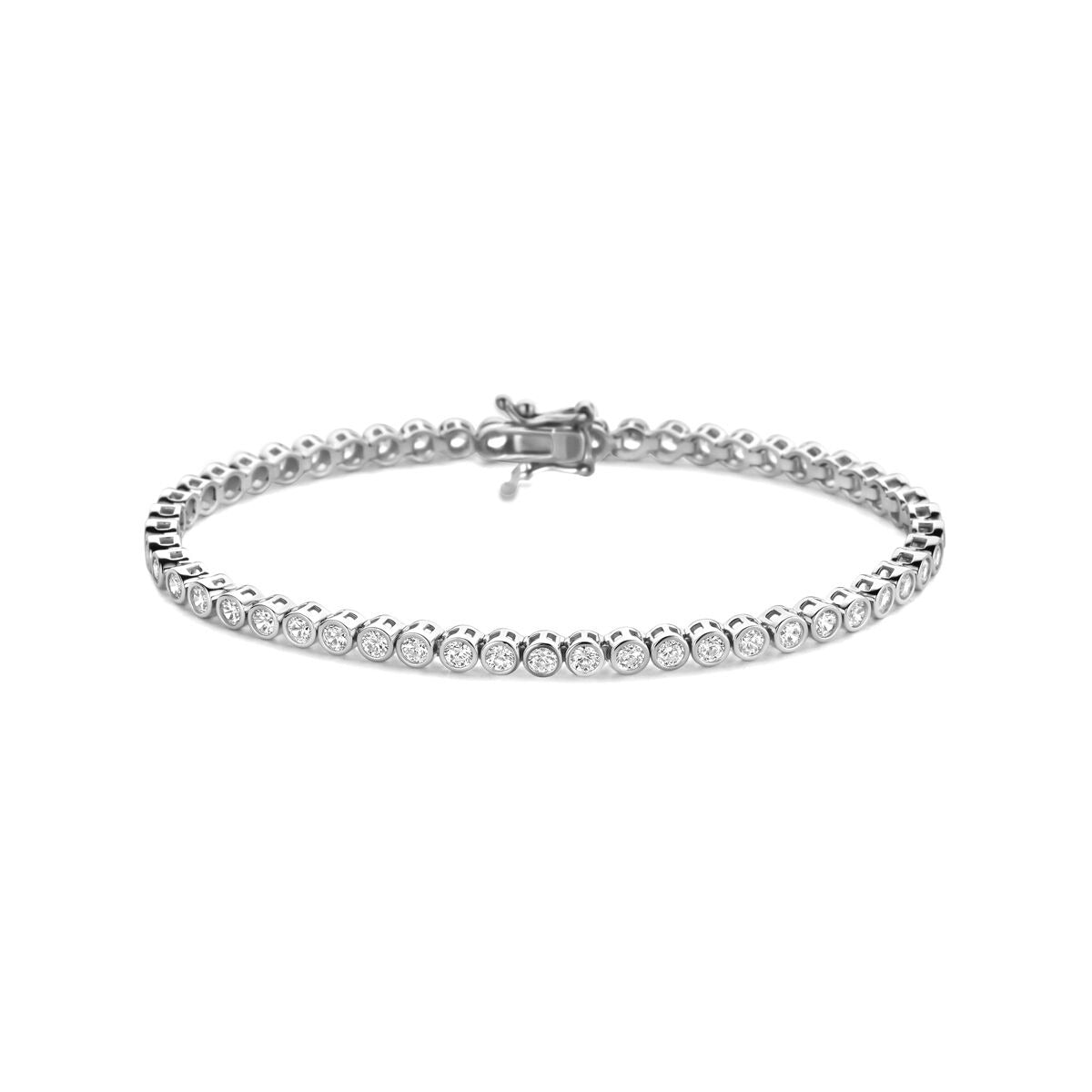 Zarte Tennisarmband aus rhodiniertem 925 Silber mit Zirkonia, 3,4 mm breit
