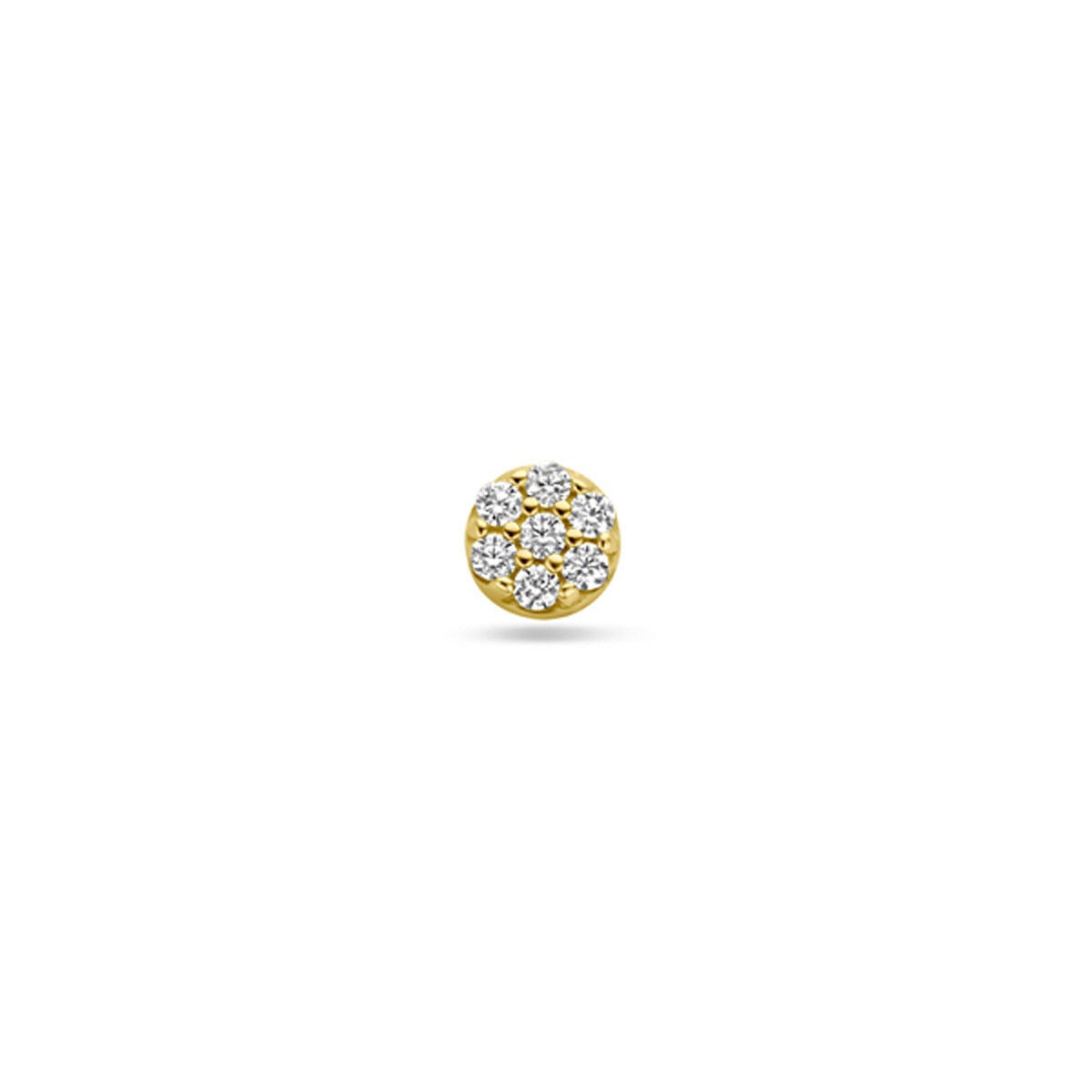Flachkopf-Piercing aus 9 Karat Gelbgold mit Pavé-Zirkonia, Durchmesser 3,5 mm