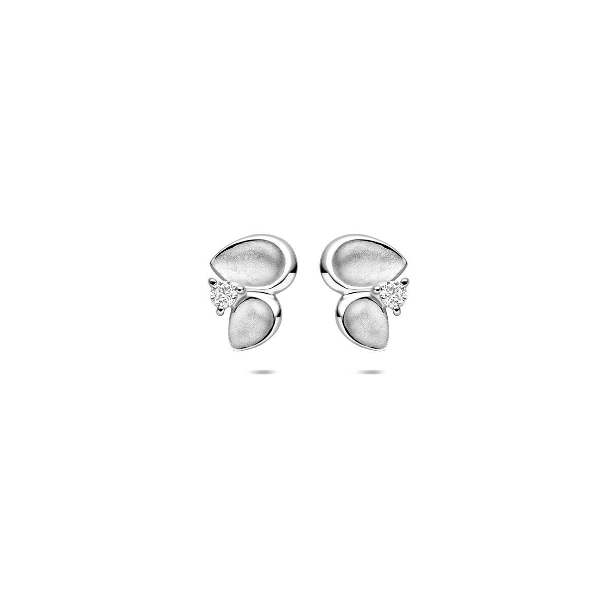 Gerhodineerde silberne Ohrstecker mit Zirkonia und tropfenförmigem Design