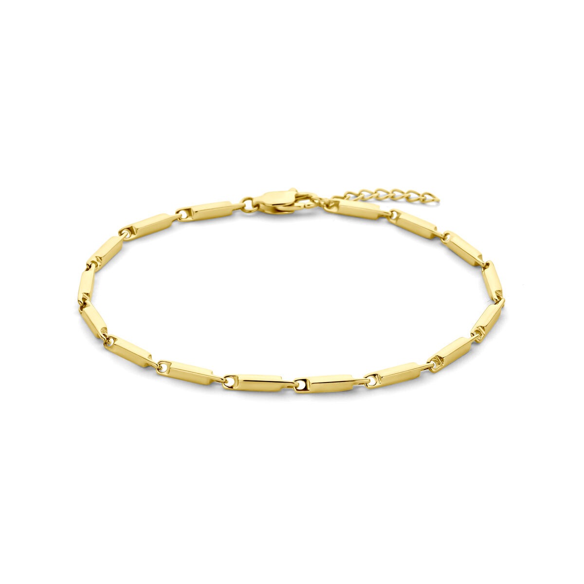Goldfarbenes Stahlarmband mit 2,5 mm breiten Gliedern und Verlängerungskette