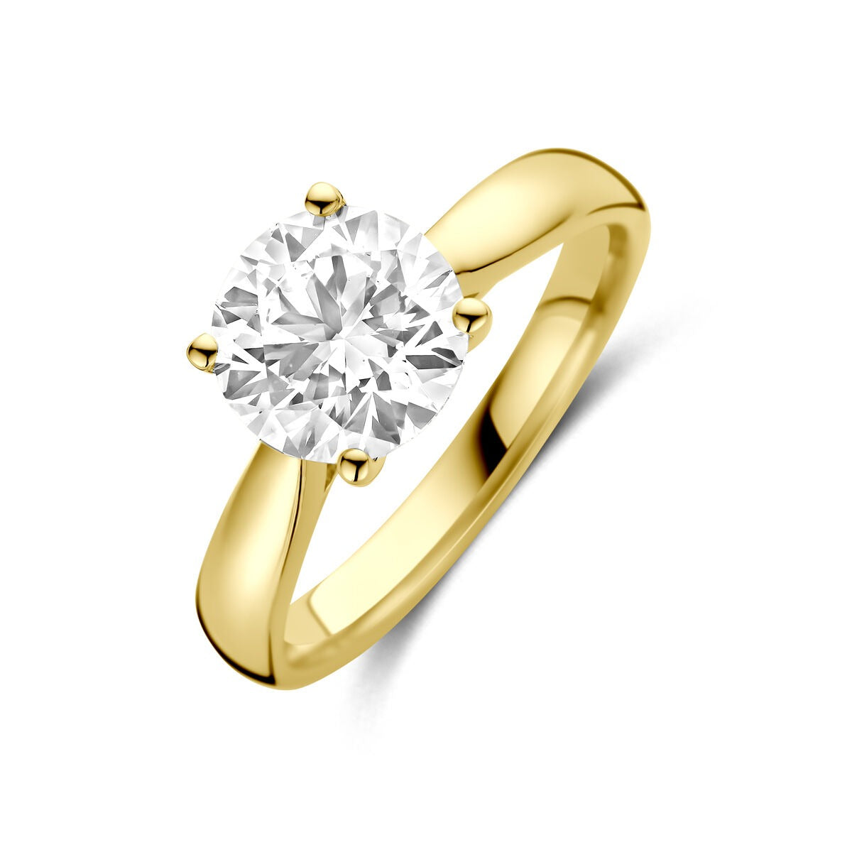 Ring aus 14k Gelbgold mit 2.00ct lab-grown Diamant und runder Fassung